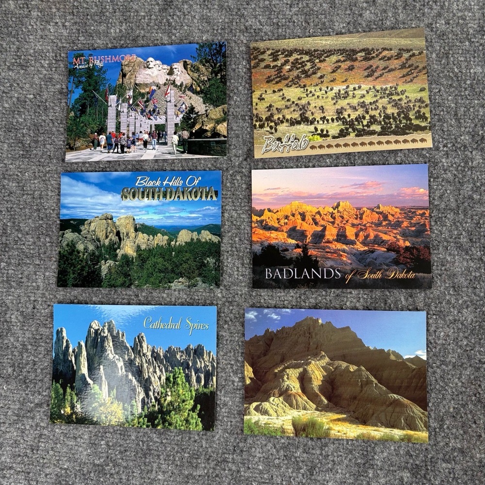 Y2K Dan Grigg South Dakota Postcards Set of 6 Mt Rushmore Badlands Black Hills